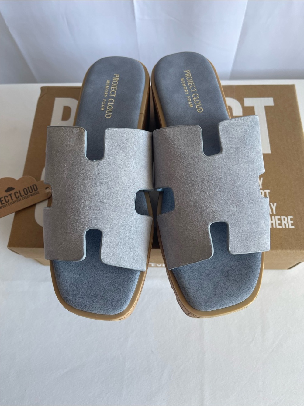 Project Cloud Women's Light Blue Suede Cork Platform Sandals - Picture 3 of 10